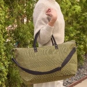 Lulu Dharma Frasier Weekender Bag Yellow and Black Plaid